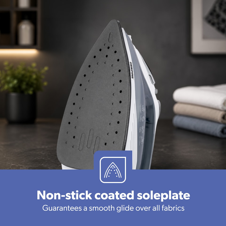 image 1 of GEEPAS Steam Iron With Nonstick Soleplate 1750W Grey