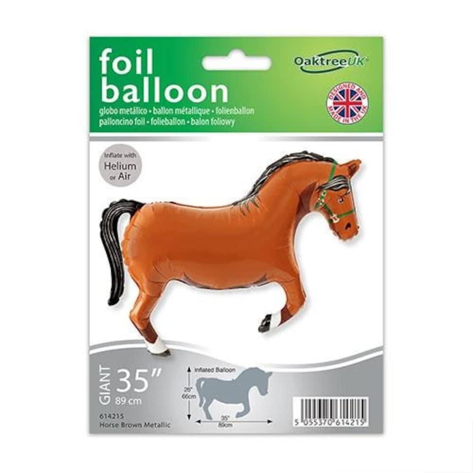 image 1 of Brown Horse Metallic Giant Helium Foil Balloon 89cm / 35 in Brown