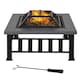 image 1 of Outsunny Fire Pit Heater Square Table Patio Metal Black 86 cm Outdoor | Black | Black