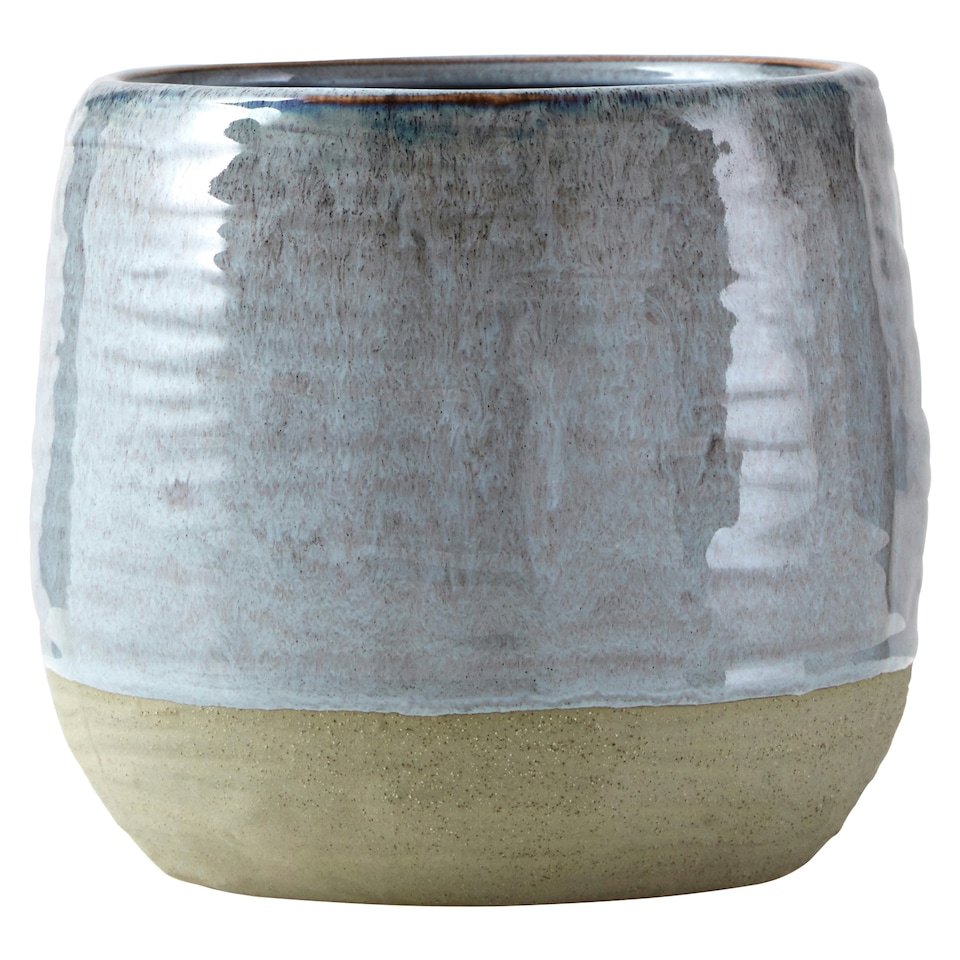 image 1 of Interiors by Premier Handcrafted Large Grey Planter, Glazed Finish Large Garden Flower Pot, Versatile Outdoor Flower Planter Grey