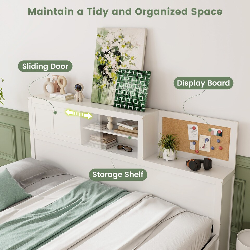image 1 of COSTWAY Single/Double Daybed Frame with 3 Drawers White
