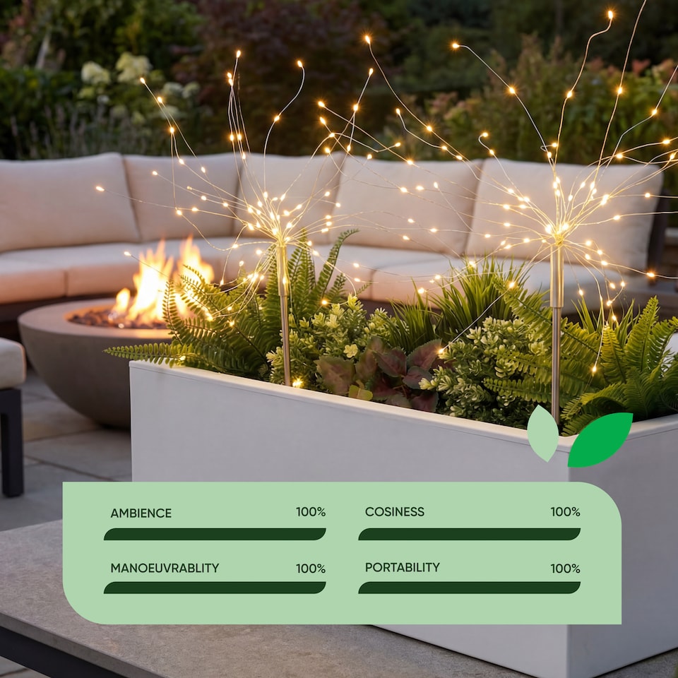 image 1 of Gardenwize Pack of 2 Solar Starburst LED Stake Lights Outdoor