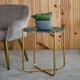 image 2 of Interiors by Premier Marble Top Green Side Table, Open Design Frame Bedside Table, Round End Table for Living Room, Lounge Green