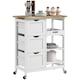 image 1 of HOMCOM Rolling Kitchen Island Cart, Bar Serving Cart, Compact Trolley White