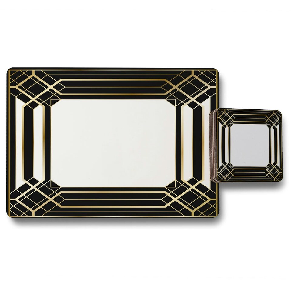 image 1 of Art Deco Black Frame (Placemat & Coaster Set)