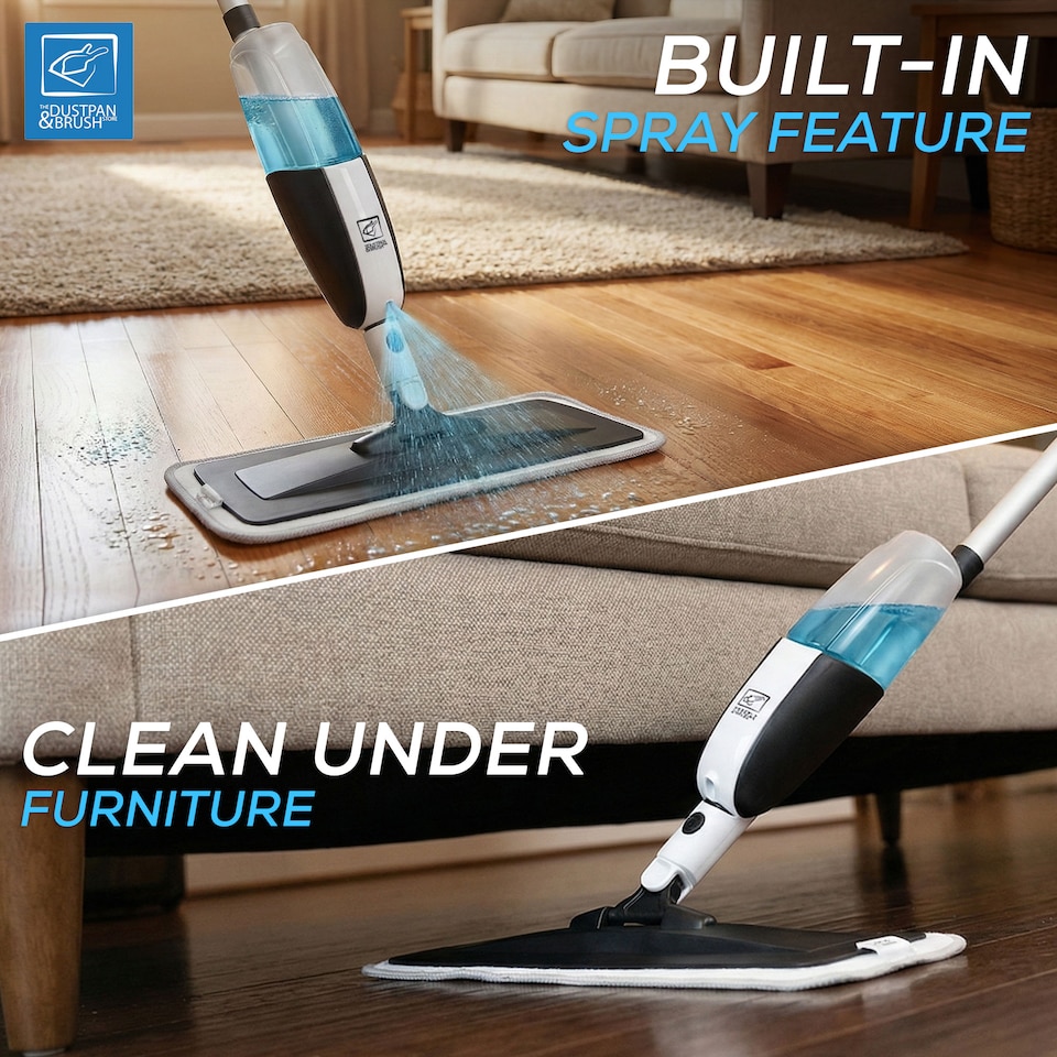 image 1 of Spray Mop with Washable Pads Floor Mop with Spray Swivel Head Wet and Dry Free Scraper