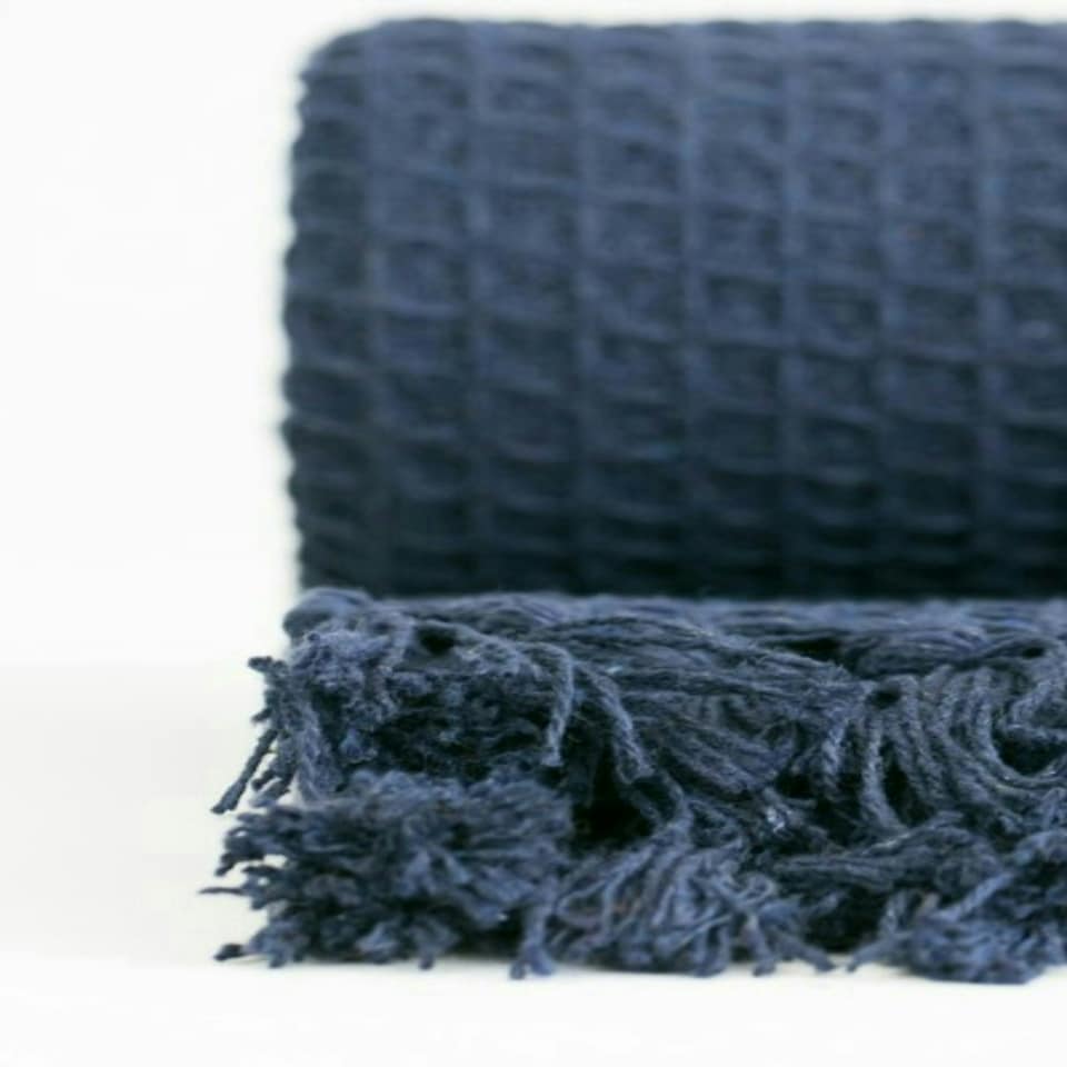 image 1 of Honeycomb Throw 70 X 100 inch Navy