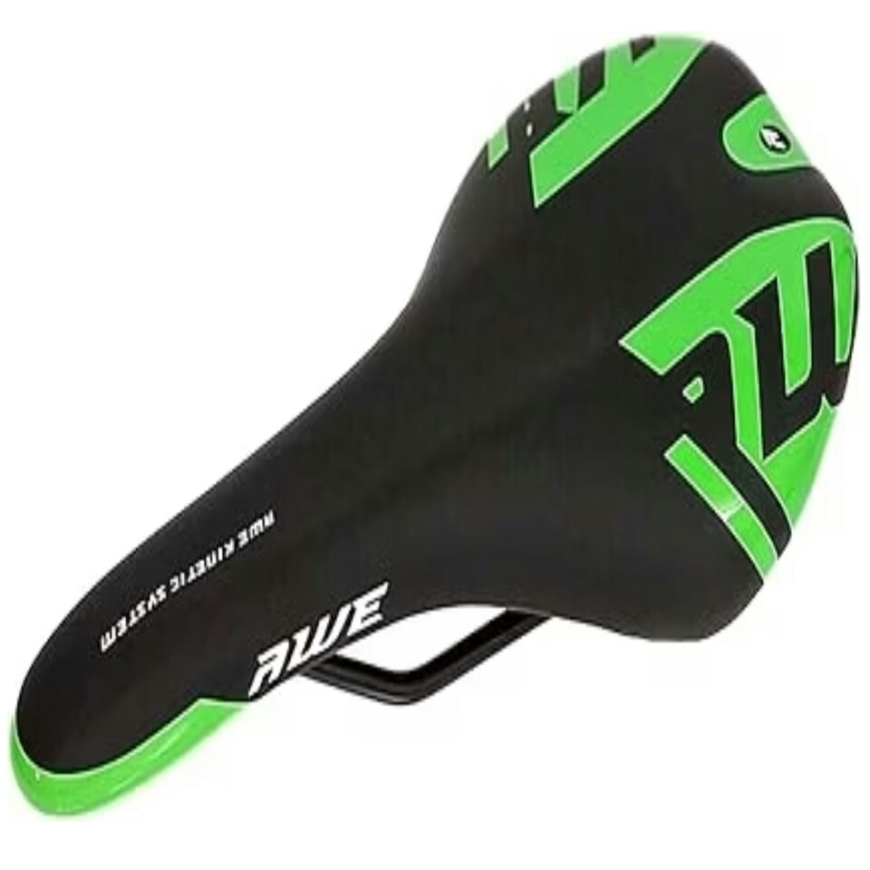image 1 of AWE Adult Unisex MTB/Race Bike Green/Black Gel Saddle With Steel Rails