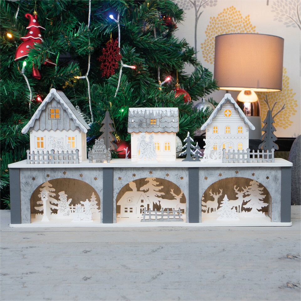 image 1 of St Helens Wooden Xmas Scenery with LED light