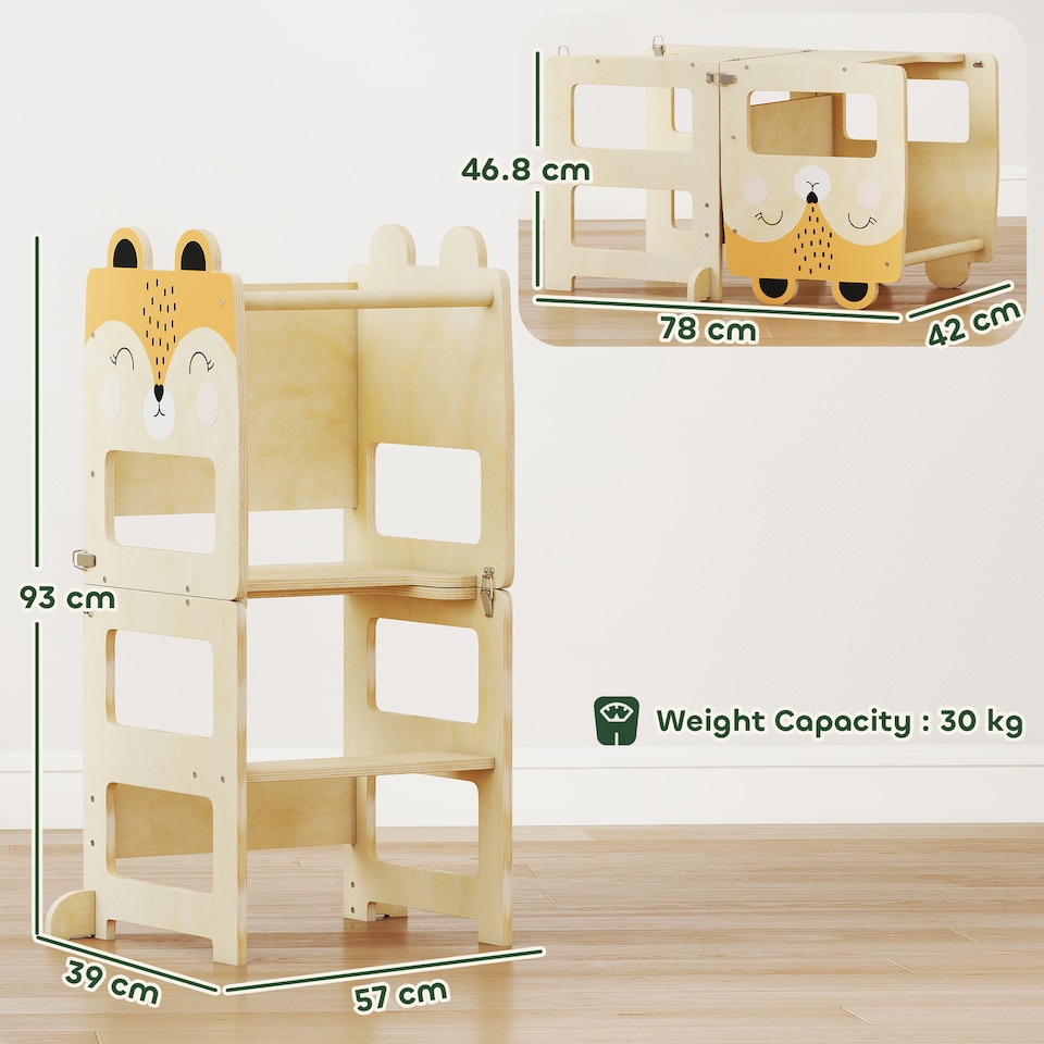 image 1 of AIYAPLAY Toddler Step Stool with Chalkboard for Kitchen Counter, Natural