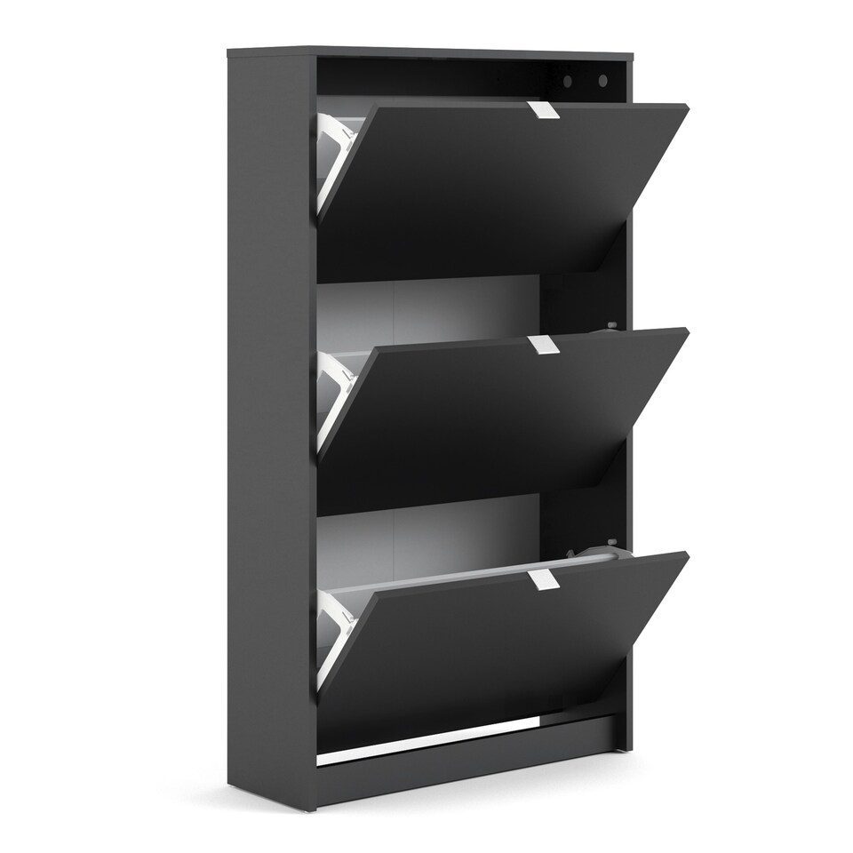 image 1 of Shoes Shoe Cabinet 3 Flip Down Doors and 2 layers in Matt Black