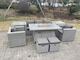 image 4 of Fimous Rattan Garden Furniture Set Gas Fire Pit Lounge Sofa Chair Dining Set With 2 Side Table And 2 PC Arm Chair 2 Stools
