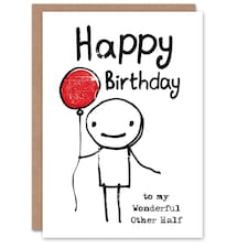 My Wonderful Other Half Stick Figure Red Birthday Card