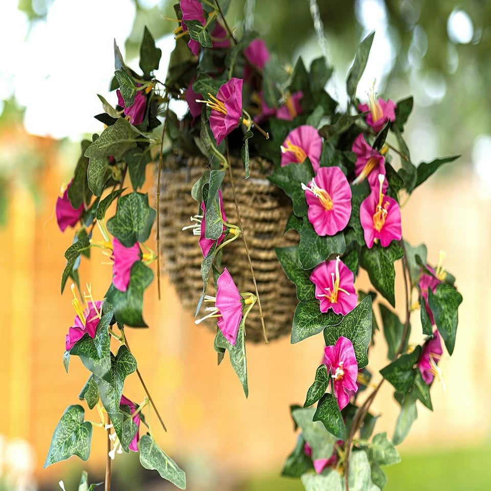 image 1 of Marco Paul Artificial Faux Floral Hanging Basket
