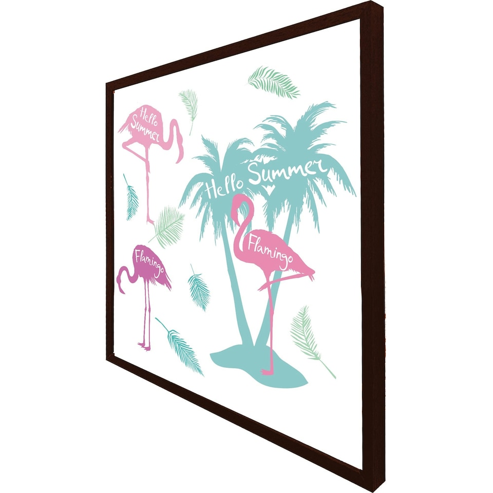image 1 of Palm & flamingo (Picture Frame) White | L