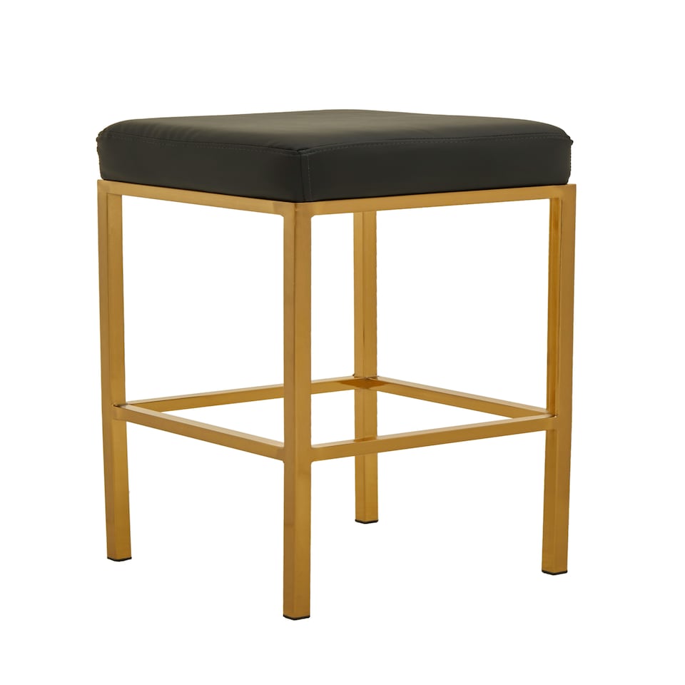 image 1 of Interiors by Premier Baina Black Pu And Gold Finish Bar Stool