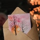 image 3 of Greeting Card Two Trees Misty Sunset Winter Snow Landscape Birthday