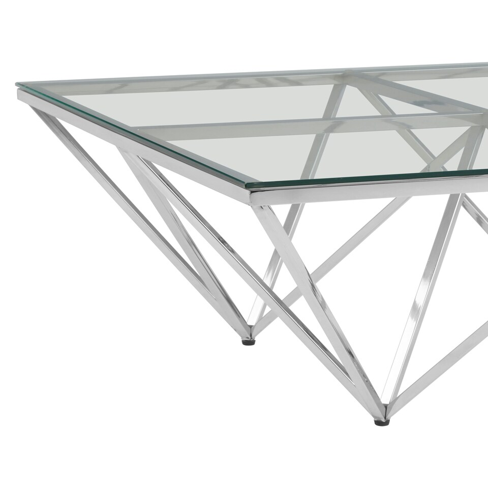 image 1 of Sleek Spike Base Coffee Table, Silver Finish Modern Coffee Table For Livingroom, Durable Decorative Table Silver
