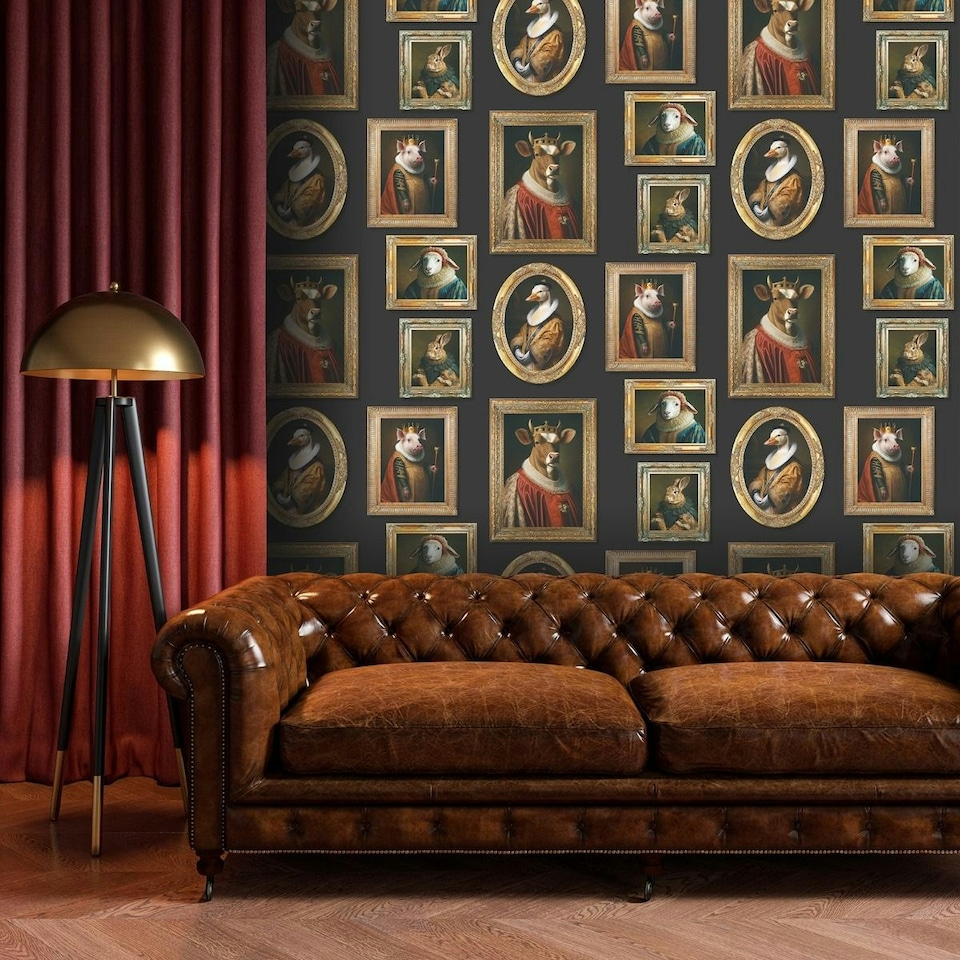 image 1 of Muriva Regal Farm Animals Wallpaper - Multicoloured - 10m x 0.5m Multi