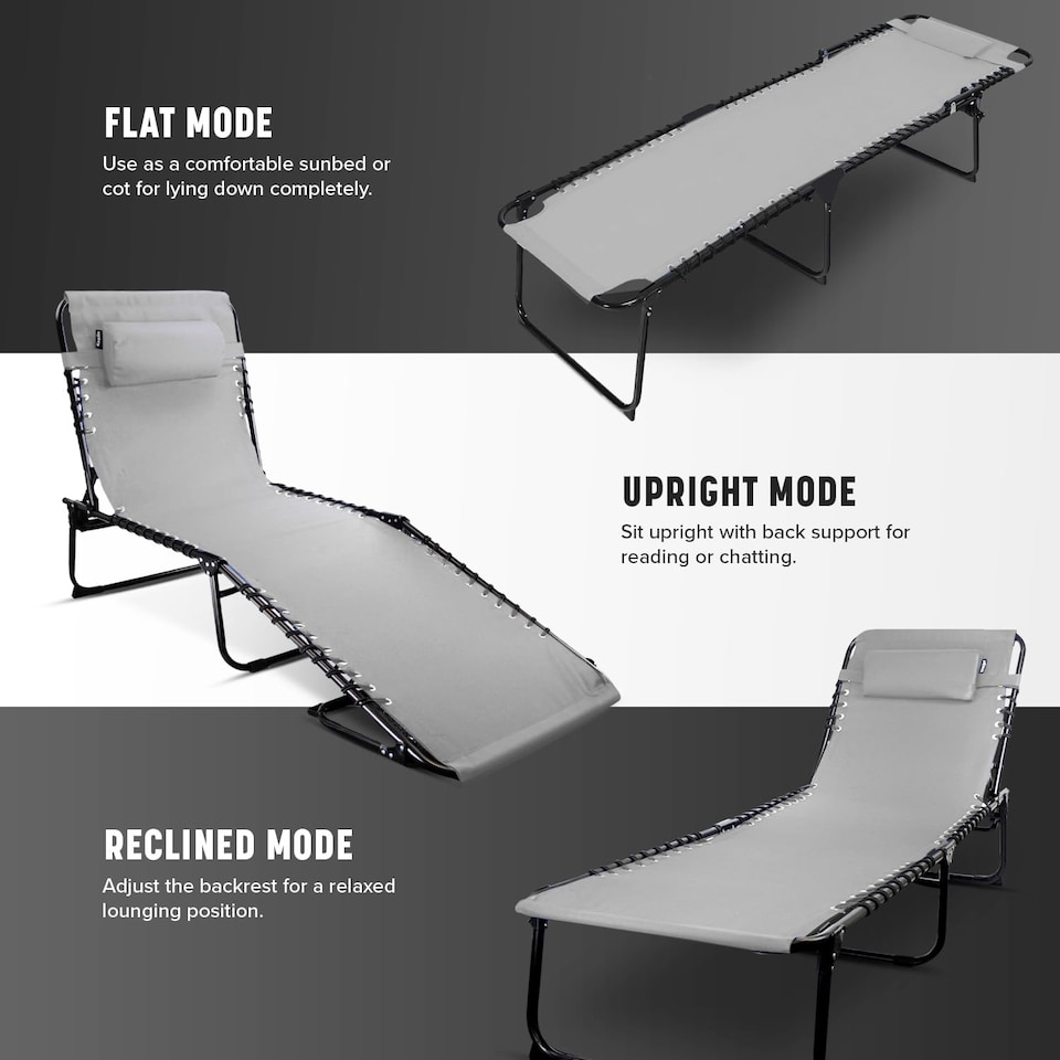 image 1 of Keplin Foldable Sun Lounger with Adjustable Back and Leg Rest 600D Oxford Fabric
