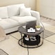 image 5 of COSTWAY Set of 2 Round Coffee Circle Cocktail Table Grey
