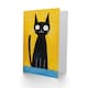 image 2 of Quirky Black Cat Lover Bold Yellow Blue Painting Birthday Card