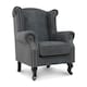 image 1 of Faux Leather Suede Grey Britannia Wing Back Chair with Union Jack Flag