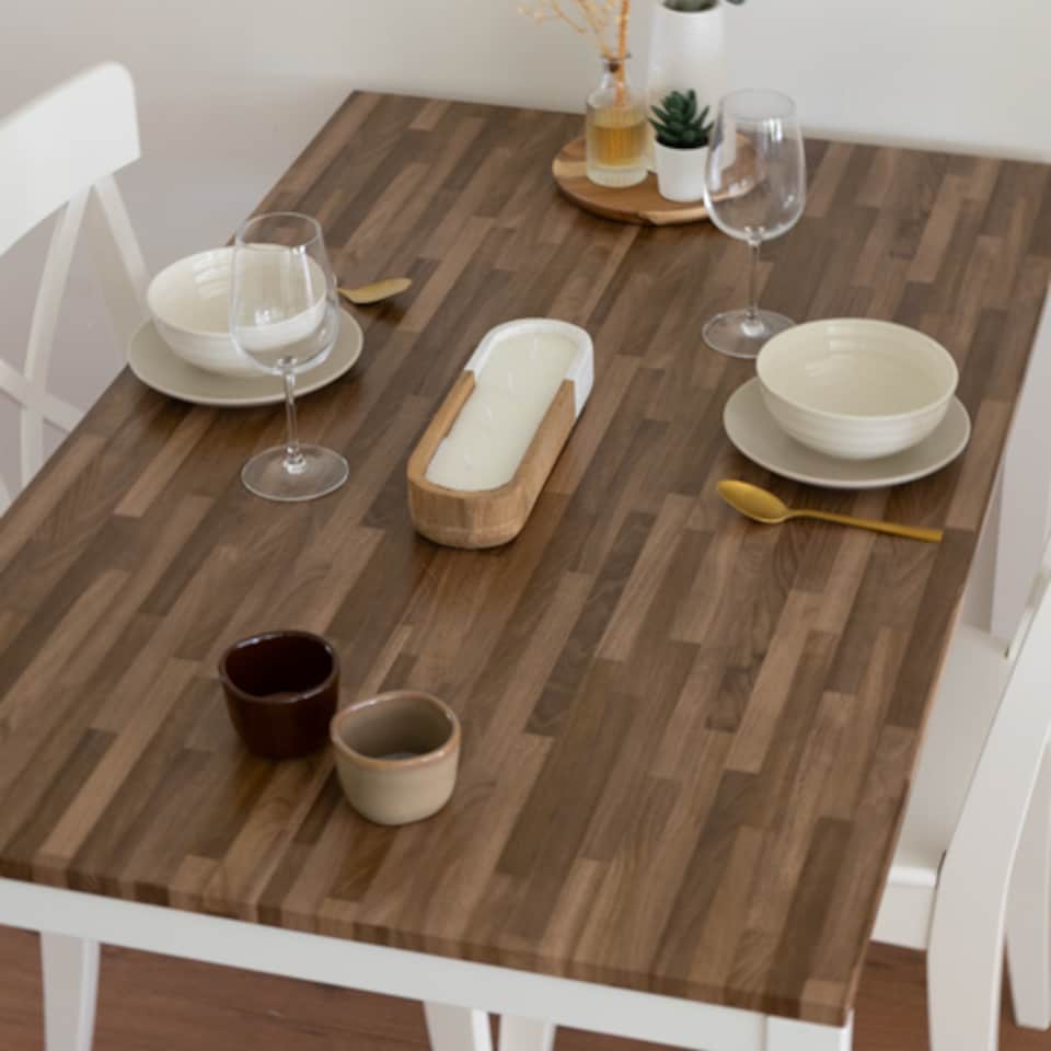 image 1 of Sticky Back Plastic Walnut Block Wood Effect Kitchen Self-adhesive Vinyl Wrap for Cupboards, Doors and Worktops 67.5cm x 2m (5 rolls) - d-c-fix