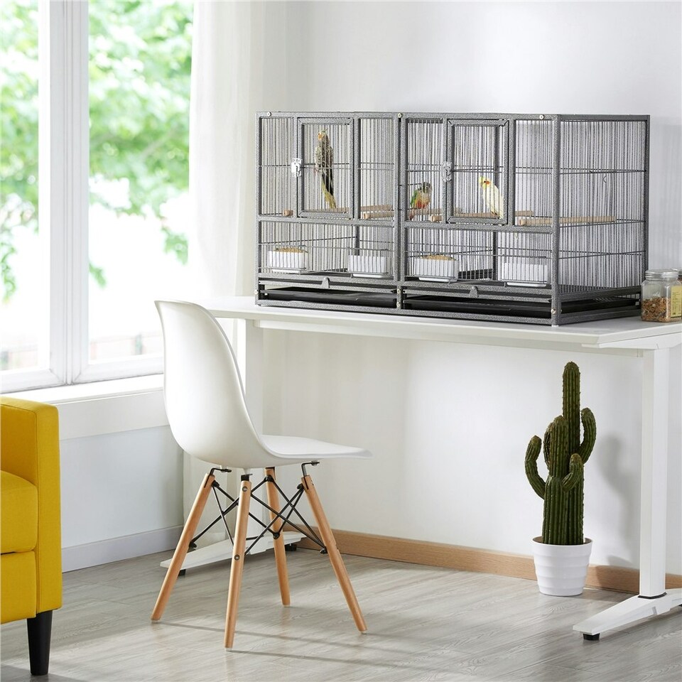 image 1 of Yaheetech 52.5 cm Tall Stackable Divided Wide Breeder Bird Cage Black