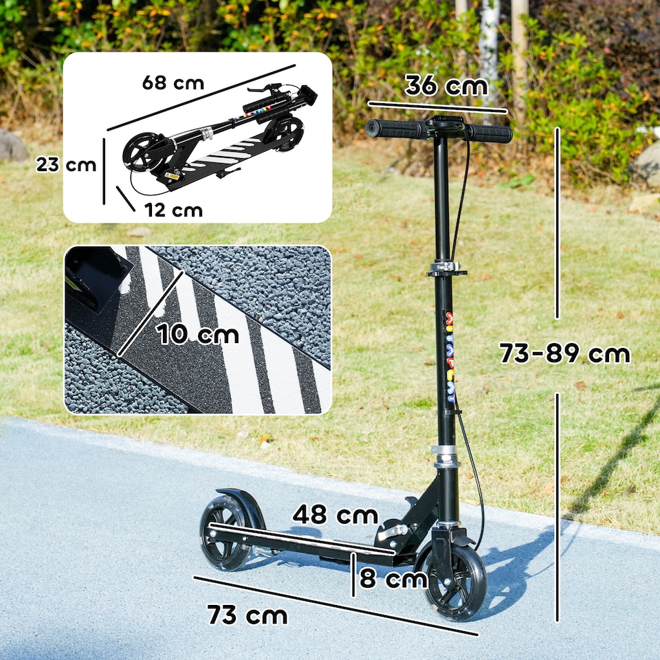 image 1 of AIYAPLAY Scooter for Kids, Folding Kick Scooter w/ Adjustable Handle, Black