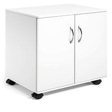 Durable 2 Door Office Filing Storage Trolley on Wheels | 75cm White | White