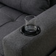 image 5 of Hudson 1-Seater Sofa Bed Linen Fabric with Cup Holders (Grey)