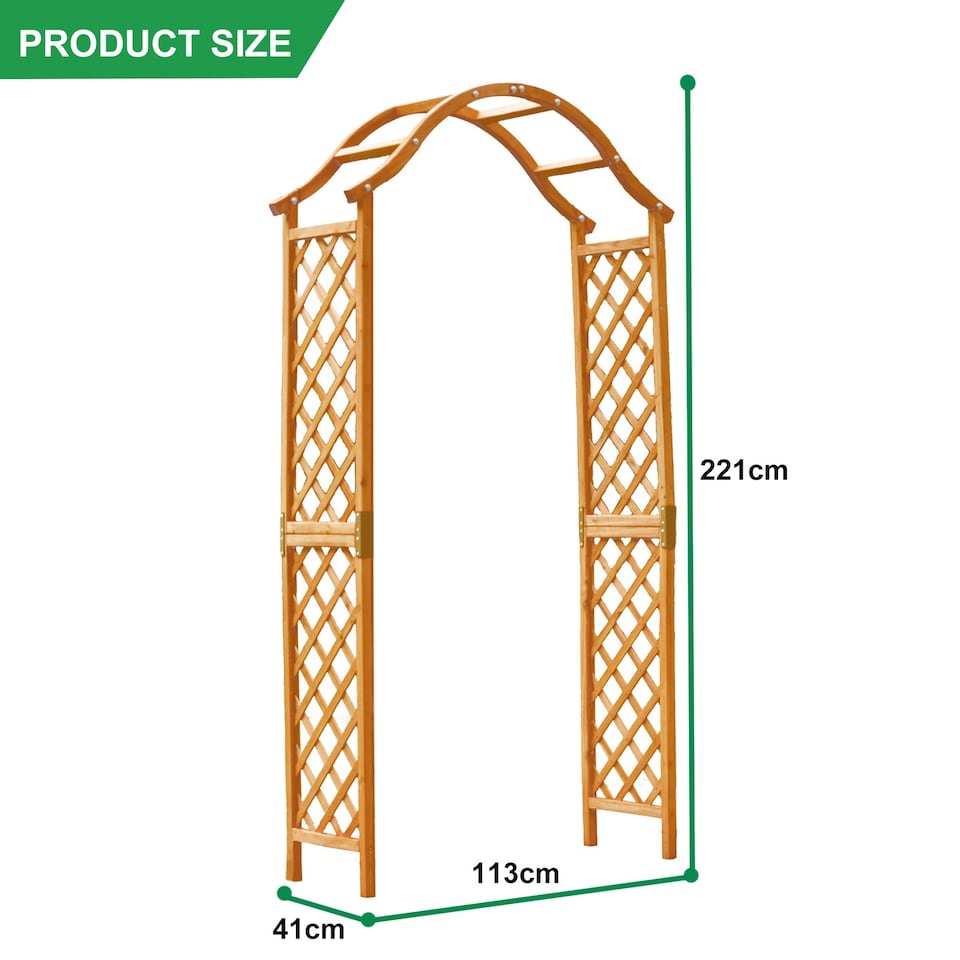 image 1 of Gr8 Garden Arch Wooden Pergola Feature Trellis Rose Climbing Plant Archway Tan Frame