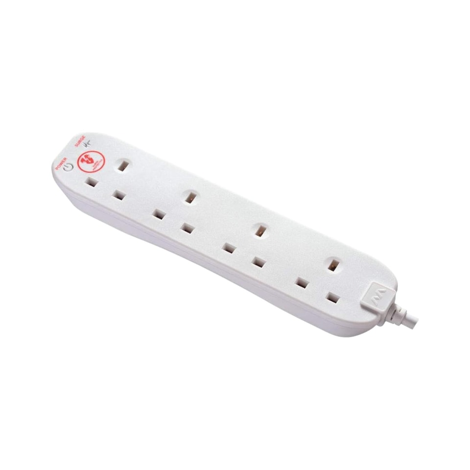 image 1 of Masterplug 4 Socket Surge Protected Extension Lead 4M Cable 13A Power Strip White UK Plug for Home and Office Use