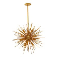 Interiors by Premier Brass Finish Metal Pendant Light, Luxe Contemporary Ceiling Light With 12 Bulb Holders