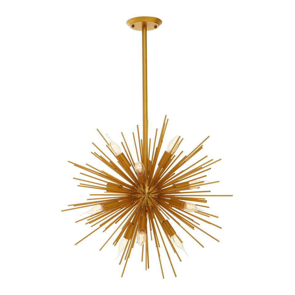image 1 of Interiors by Premier Brass Finish Metal Pendant Light, Luxe Contemporary Ceiling Light With 12 Bulb Holders