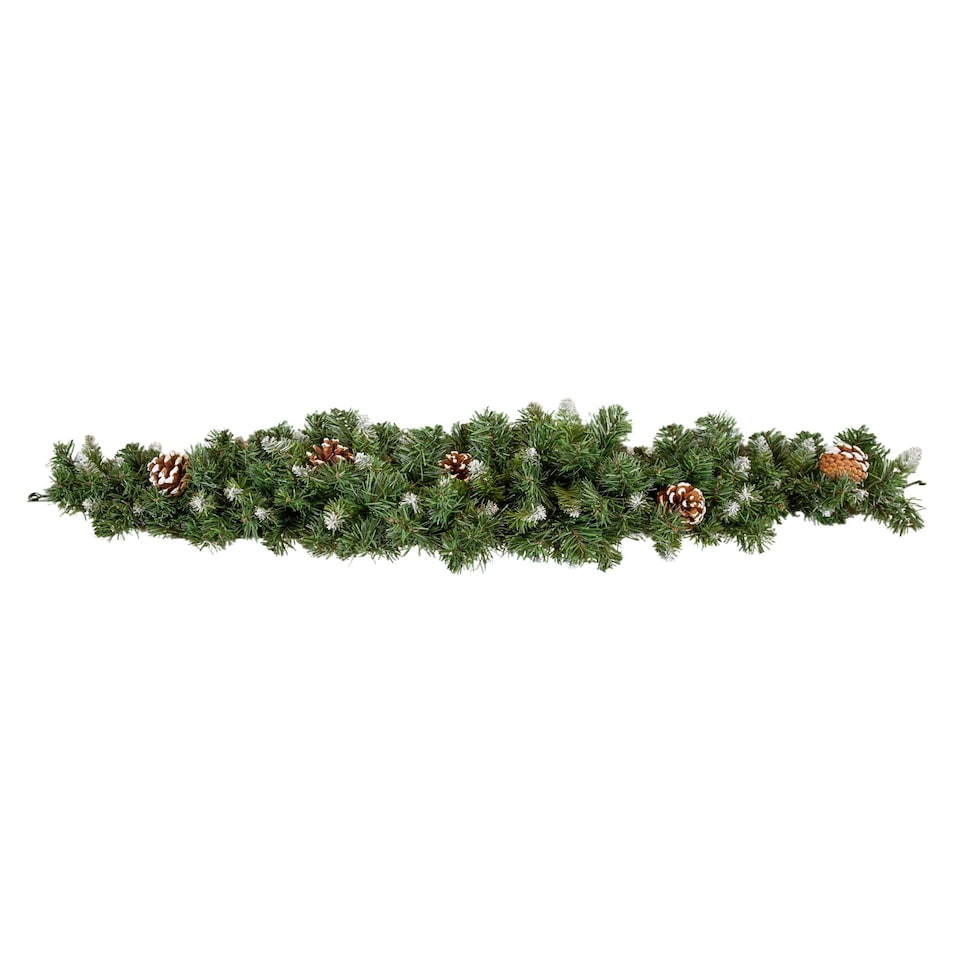 image 1 of 90cm Snow King Fir Christmas Swag Garland with Pine Cones & Snow Tips