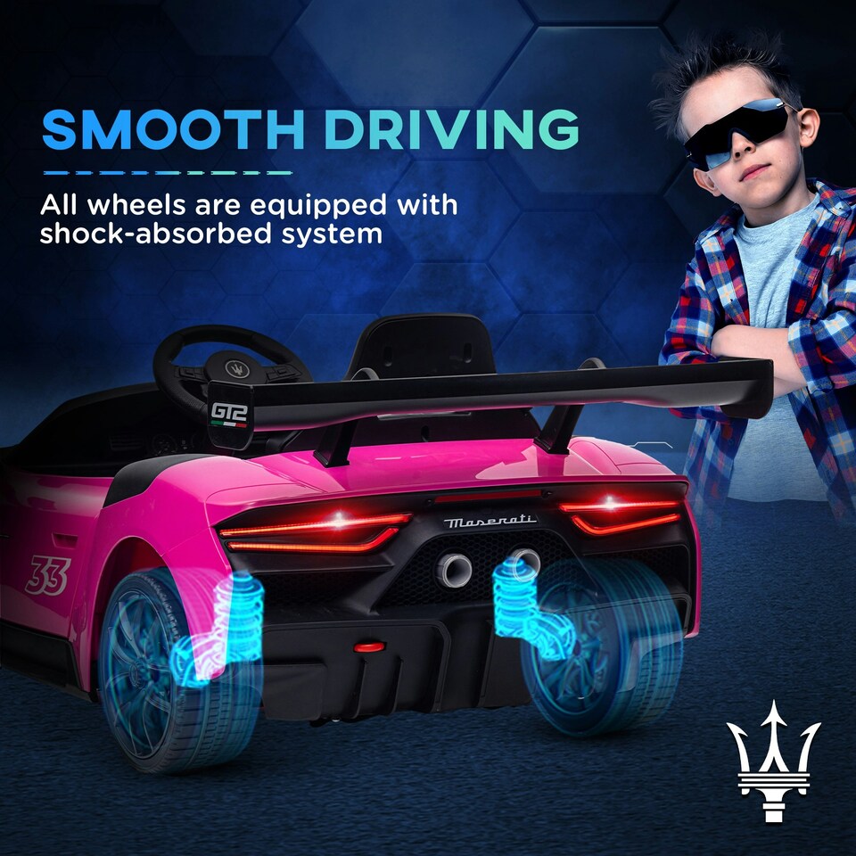 image 1 of AIYAPLAY Maserati GT2 Licensed 12V Electric Ride on Car w/ Remote, Pink
