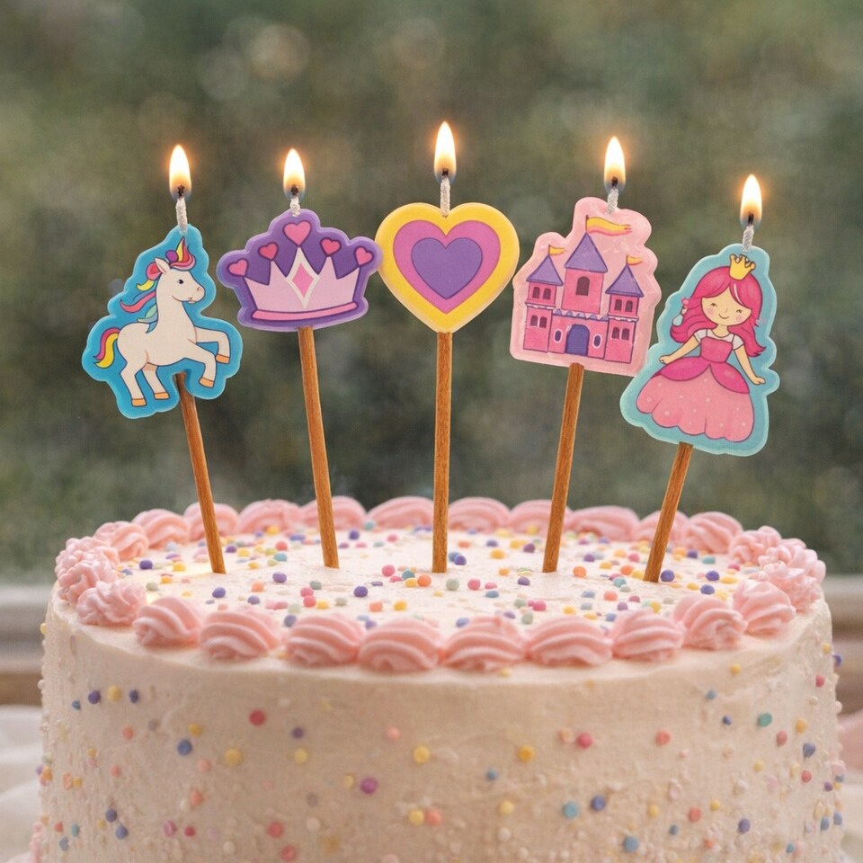 image 1 of Novelty Birthday Cake Candle Set - Princess