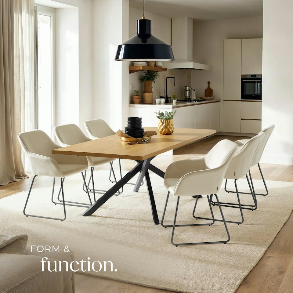 image 1 of Dining Chair Jeane - velvet look, cantilever frame - Set of 2 Cream | Velvet Cream/Black