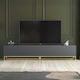 image 7 of Modular TV Unit 200cm Grey Matt with Fluted Fronts and Gold Base Grey