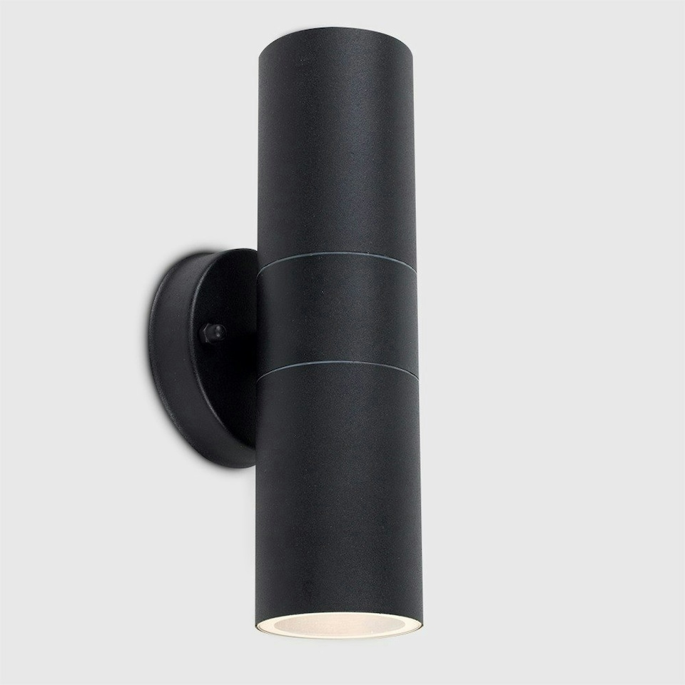 image 1 of ValueLights Up/Down Matte Black Wall Light and GU10 Spotlight LED 5W Cool White 6500K Bulb | Black