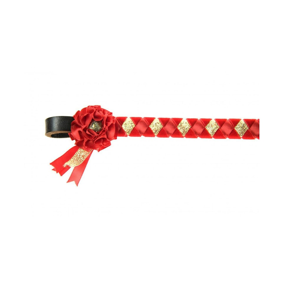 ShowQuest Skipton Brow Band - Red/Red/Gold - Pony