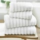 image 2 of Ribbleton 100% Cotton Zerotwist Ribbed Towels – Hand, Bath & Sheet Sizes – Ultra Soft White | White | Bath towel