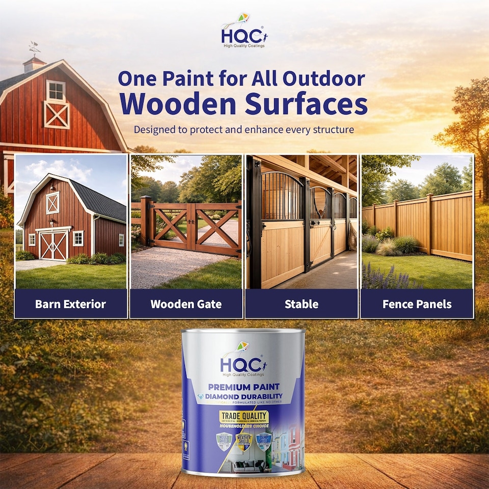 image 1 of HQC Barn Paint - Long-lasting Barn, Shed, Fence And All Other Wood Protection - White - 20L