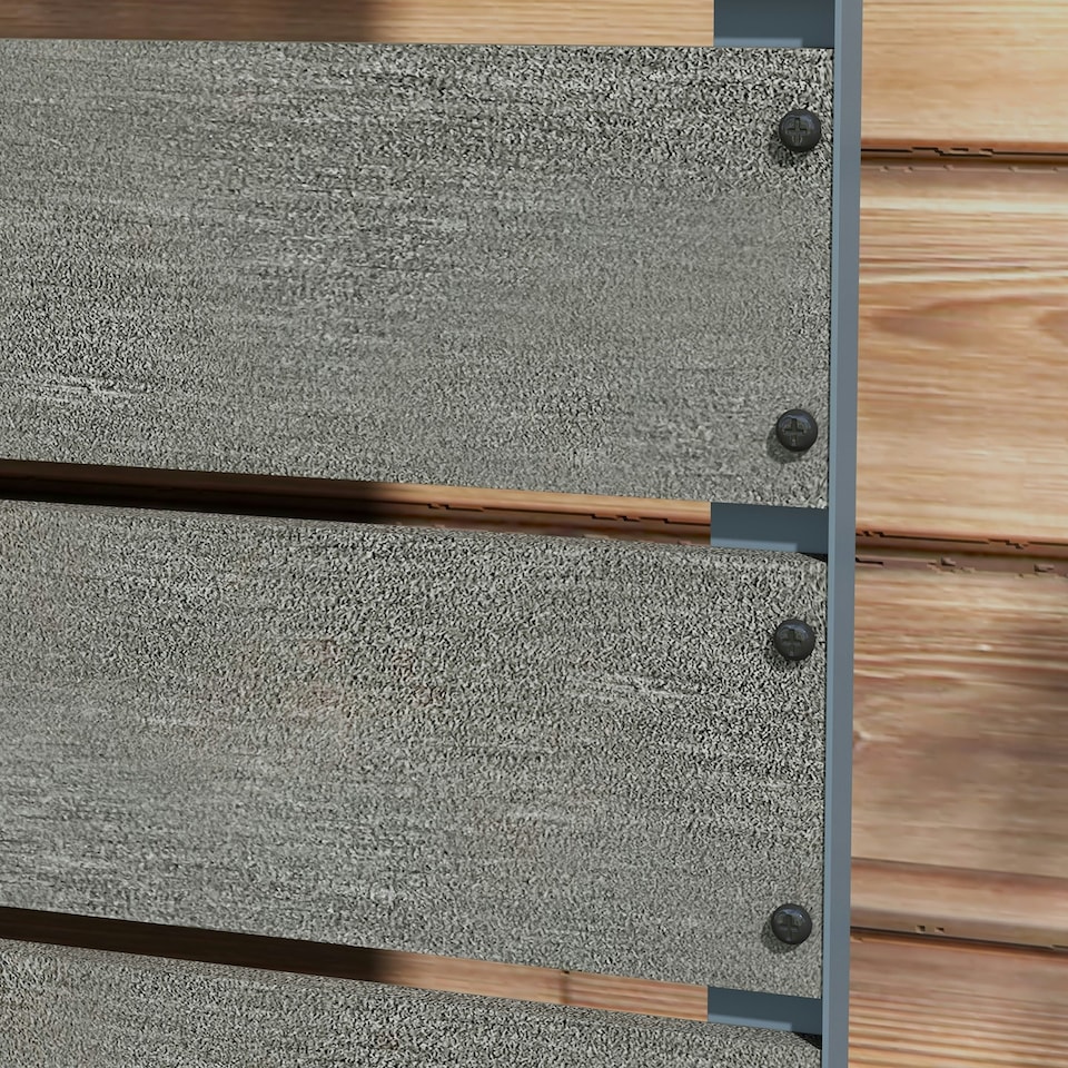 image 1 of Outsunny Raised Garden Bed with Trellis and Drainage Hole, Planter Box Grey