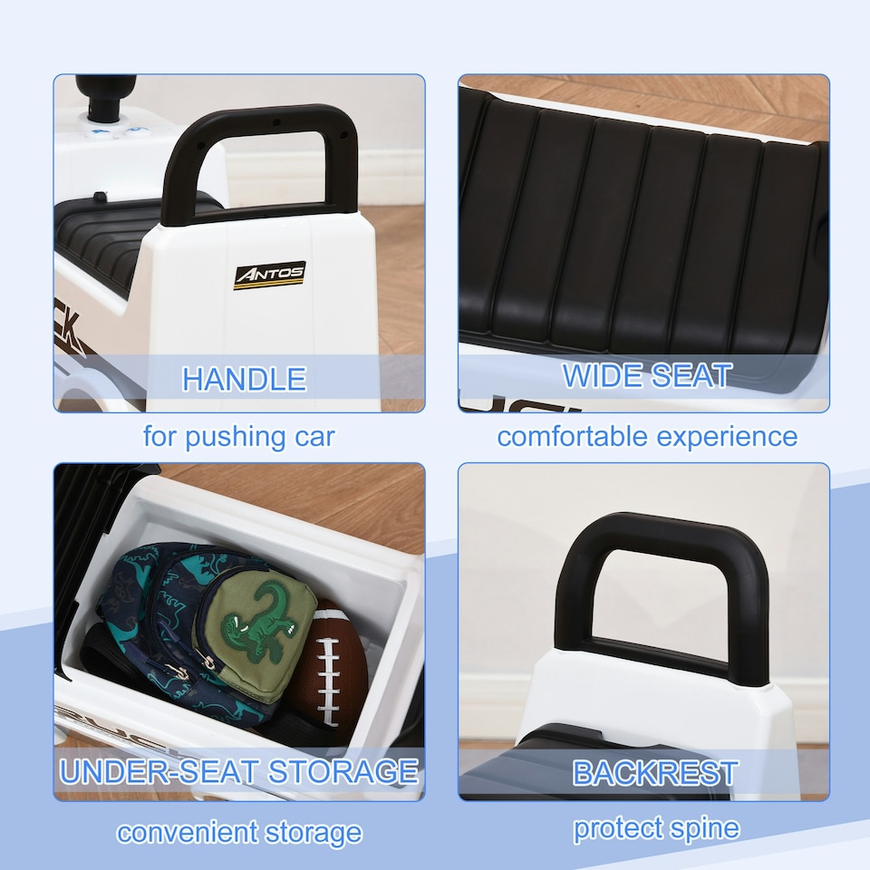 image 1 of HOMCOM 3-in-1 Ride On Car Kids Mercedes Truck Storage for 12 - 36 Months White