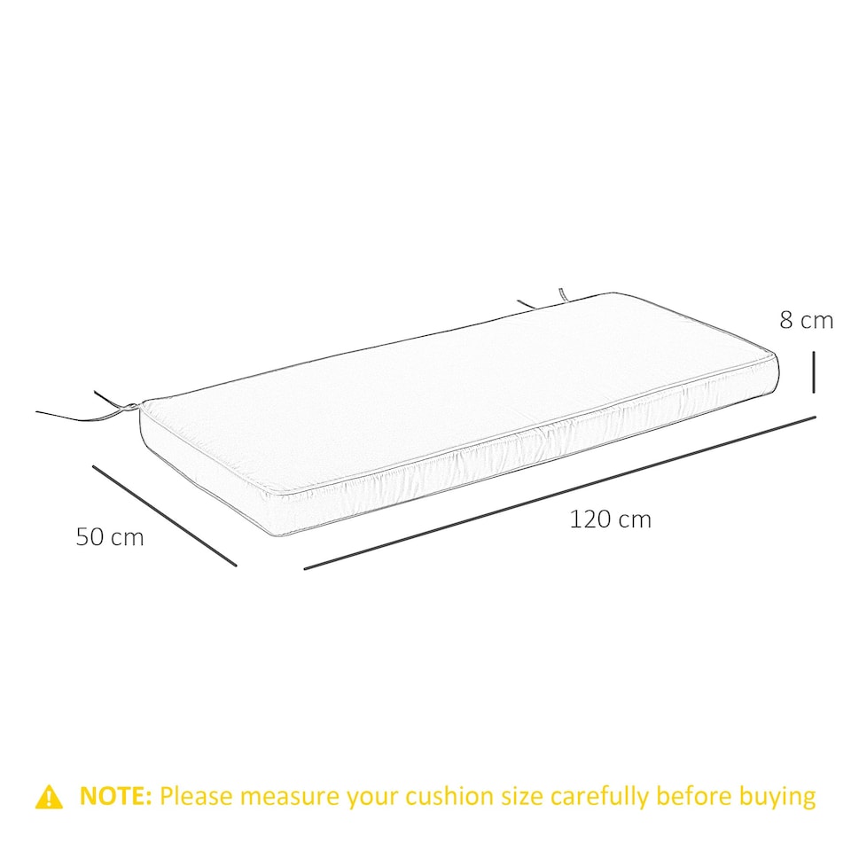 image 1 of Outsunny Garden Bench Cushion 2 Seater Seat Pad Indoor& Outdoor Use Grey | Grey | Dark Grey | 120 x 50 x 8 cm