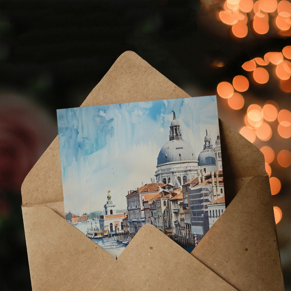 image 1 of Venice Watercolour St Mark's Basilica Detailed Birthday Card