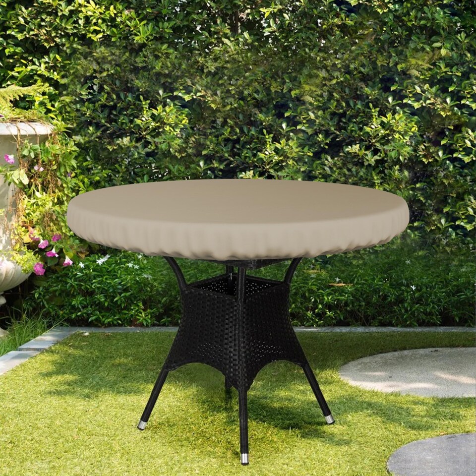 image 1 of Covers&All Waterproof & UV-resistant Round Table Top Cover, 30 in Diameter x 4 in H, Beige